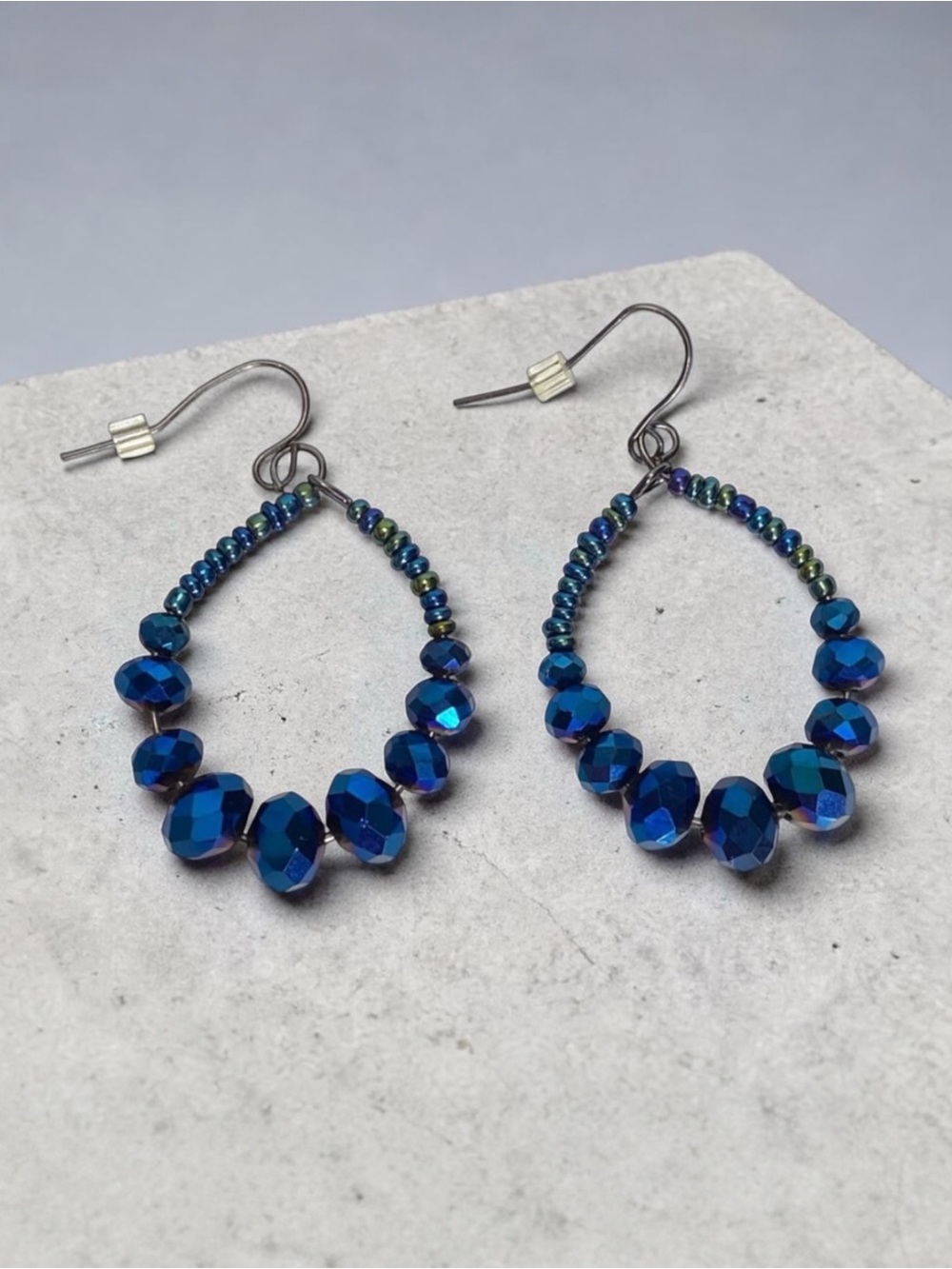 Dazzling Midnight Blue Beaded Earrings